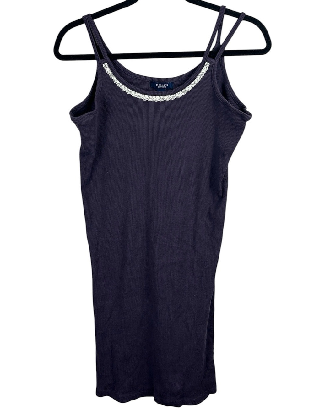 Chaps Purple Double-Strap Nightgown with Lace Trim Size M